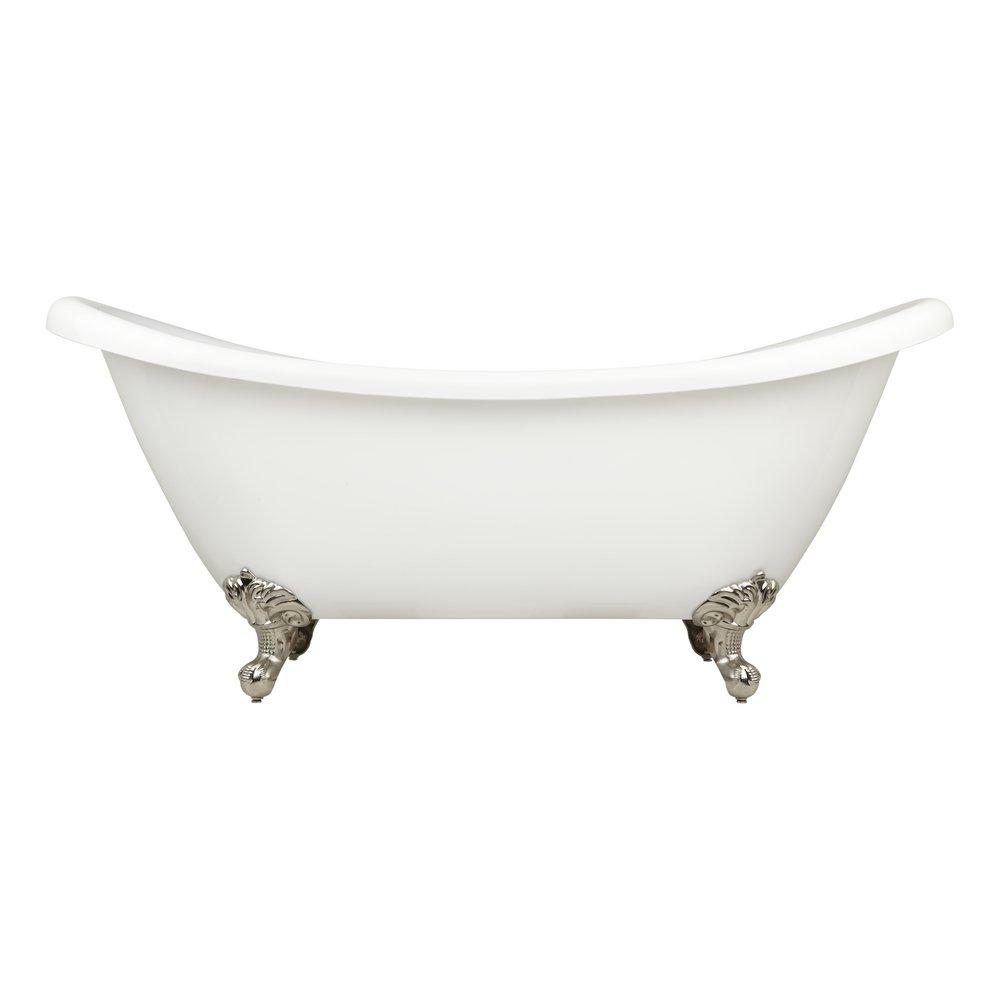 Signature Hardware White 63 x 28 in. Freestanding Clawfoot Bathtub with Center Drain in White - Less Drain Assembly 
