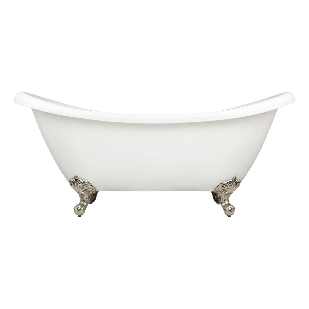 Signature Hardware White 63 x 28 in. Freestanding Clawfoot Bathtub with Center Drain in White - Less Drain Assembly 