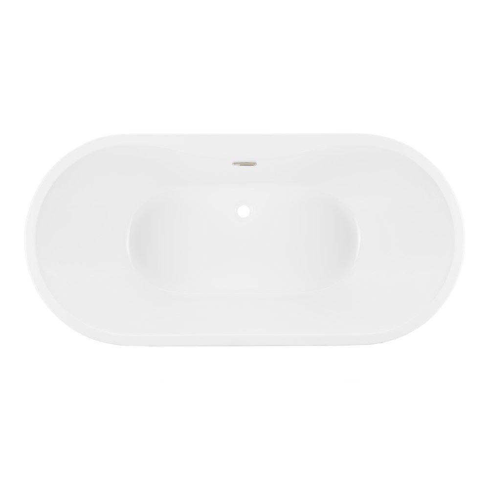 Signature Hardware White/White 60-3/4 x 29-3/8 in. Freestanding Bathtub with Center Drain and Foam Insulated Trim 