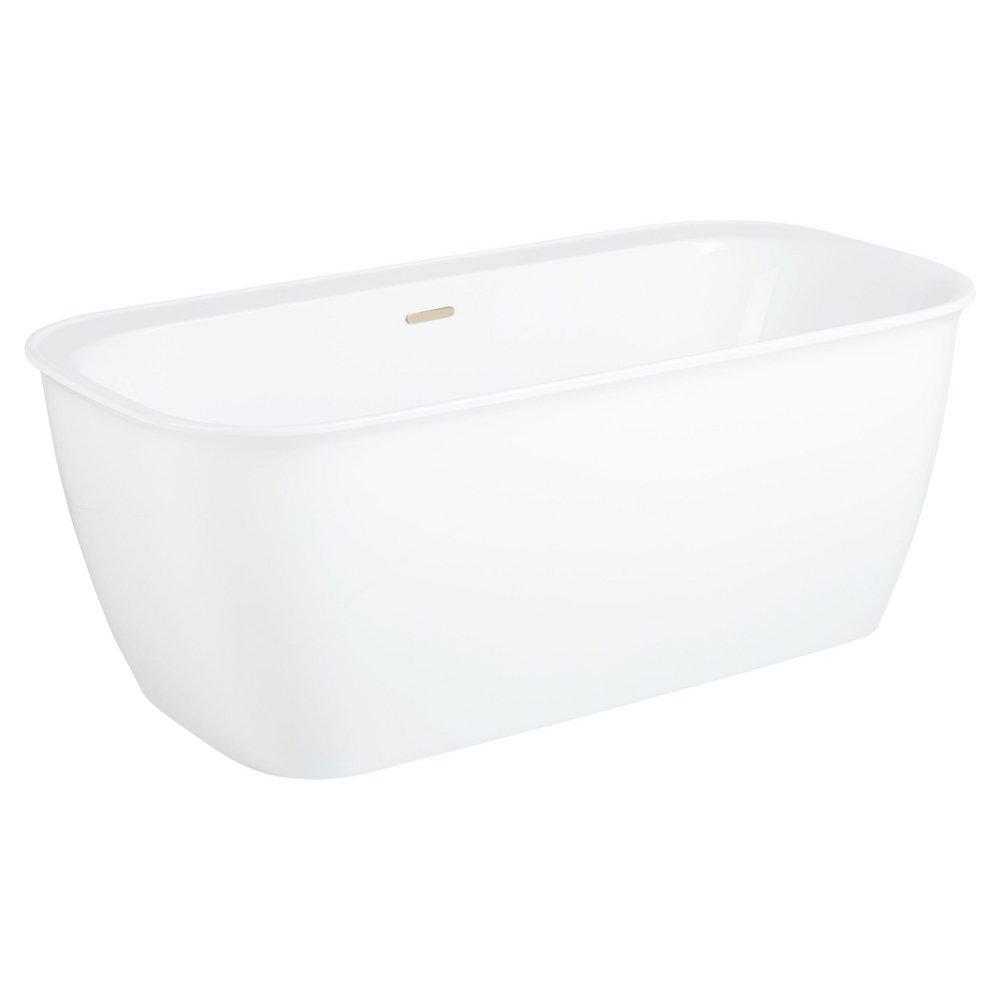 63 in x 31-1/2 in Freestanding Bathtub Center Drain in White 