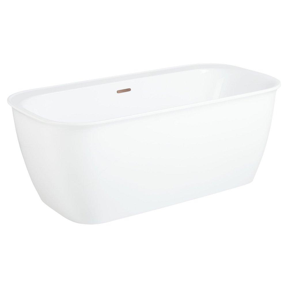 63 in x 31-1/2 in Freestanding Bathtub Center Drain in White 