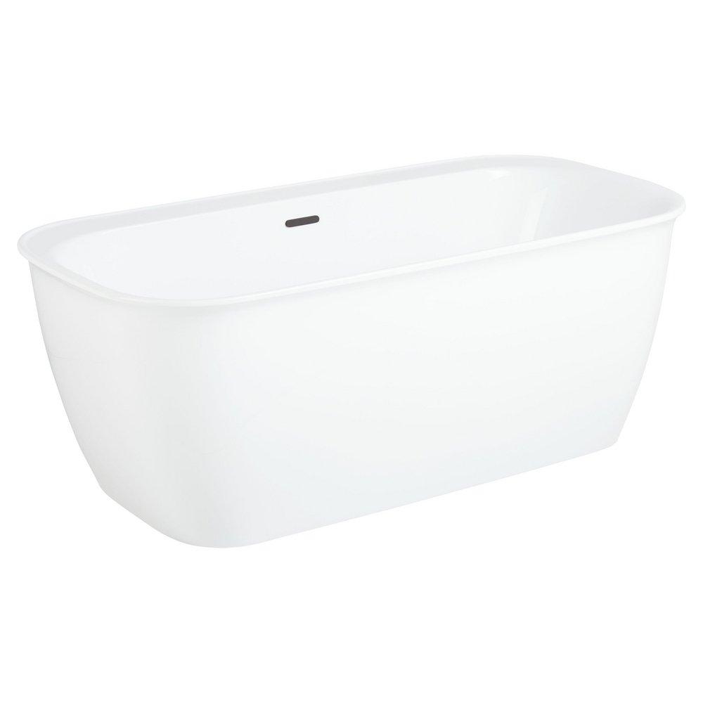 63 in x 31-1/2 in Freestanding Bathtub Center Drain in White 
