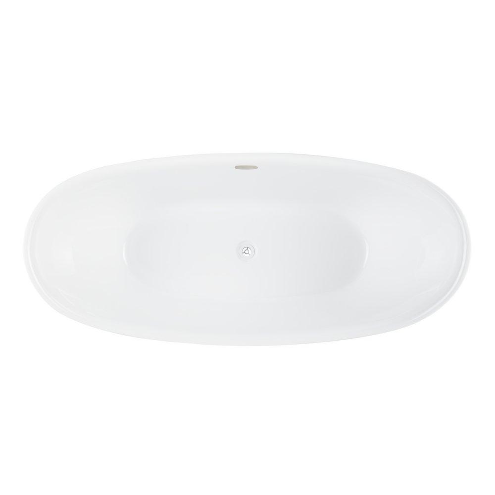 Signature Hardware White/White 69-1/8 x 32 in. Freestanding Bathtub with Center Drain 