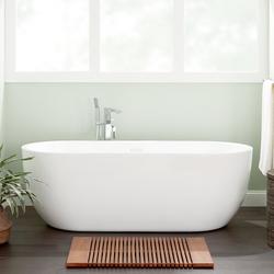 70-1/4 x 29-1/2 in. Freestanding Bathtub with Center Drain in White and White Drain Trim
