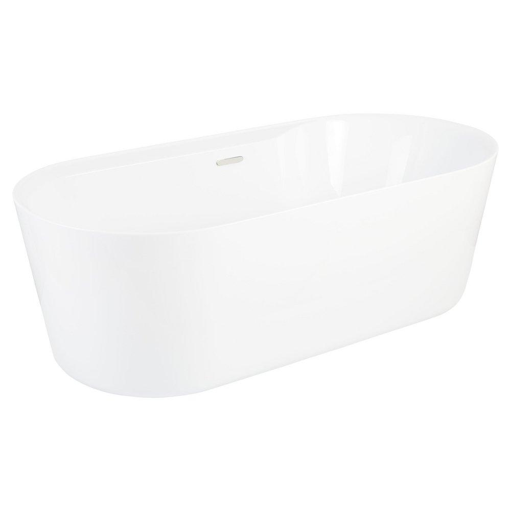 70 ASHINGTON ACRYLIC FREESTANDING TUB TAP DECK LEFT NO DRILLINGS BRUSHED NICKEL TRIM 