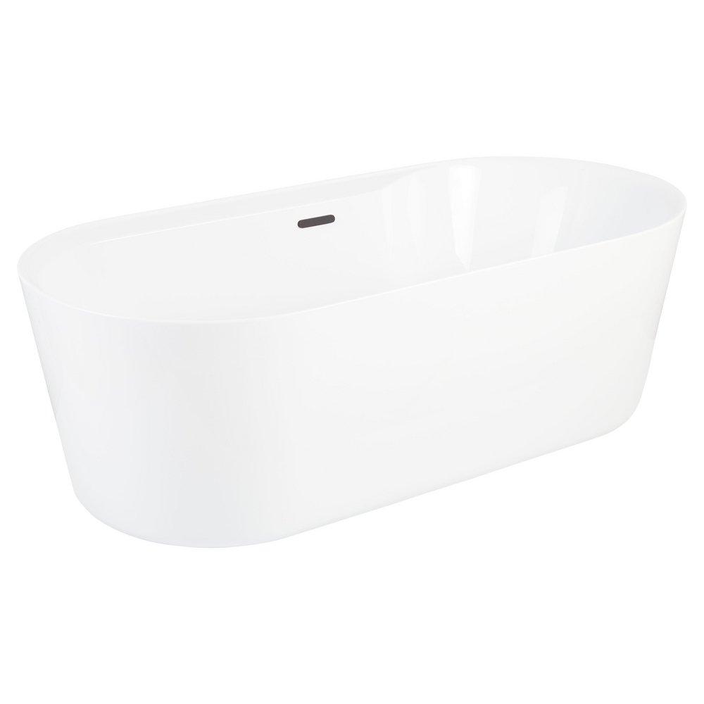 70 ASHINGTON ACRYLIC FREESTANDING TUB TAP DECK LEFT NO DRILLINGS BRUSHED NICKEL TRIM 