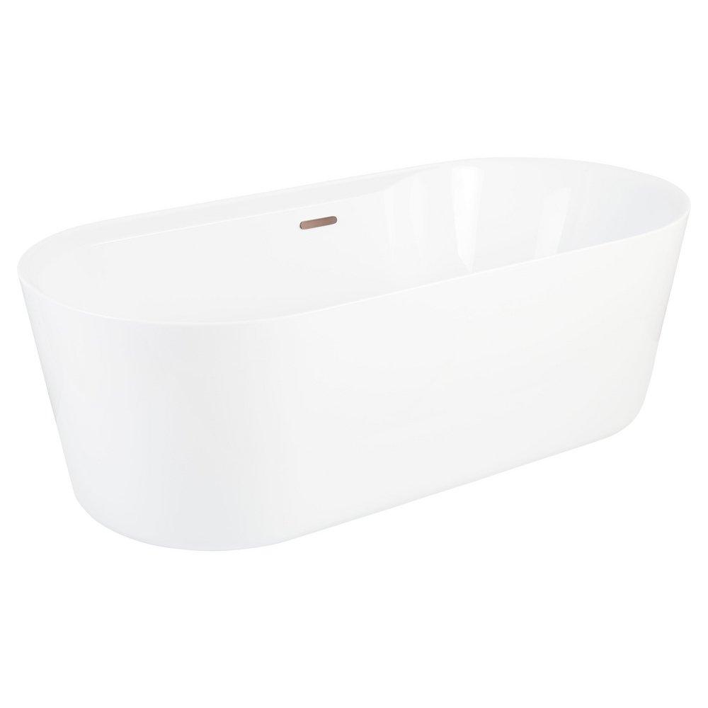 70 ASHINGTON ACRYLIC FREESTANDING TUB TAP DECK LEFT NO DRILLINGS BRUSHED NICKEL TRIM 