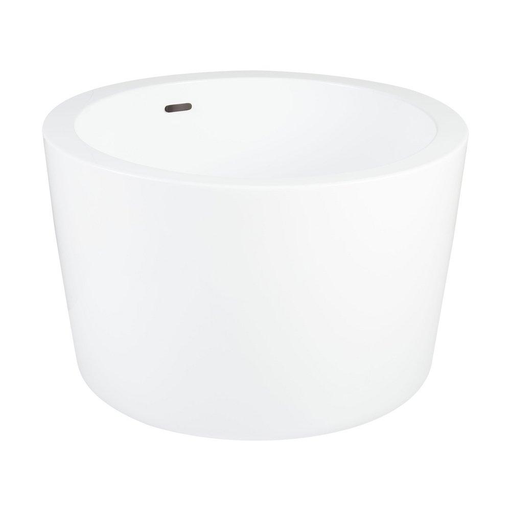 41 SIGLO ROUND JAPANESE SOAKING TUB NO FAUCET HOLES WHITE TRIM KIT WITH FOAM 