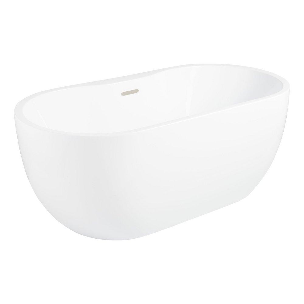 60-3/4 in x 29-3/8 in Freestanding Bathtub Center Drain in White 