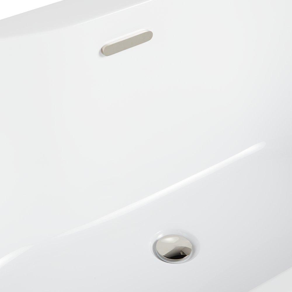 Signature Hardware White/Chrome 60-3/4 x 29-3/8 in. Freestanding Bathtub with Center Drain 