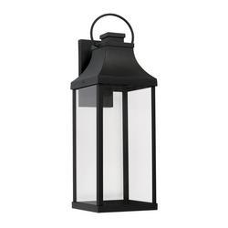 7W 1-Light 27 in. Outdoor Wall Sconce in Black