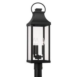 8 x 26-3/4 in. 60W 3-Light Head Post Light in Black