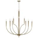 42-3/4 x 40 in. 60W 1-Tier 10-Light Incandescent Modern Chandelier in Aged Brass