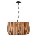 60W 4-Light Candelabra E-12 Incandescent Pendant in Light Wood with Matte Black