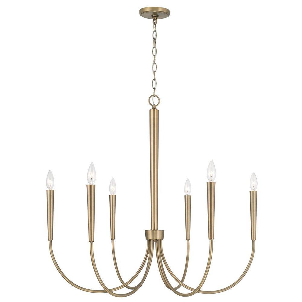 Capital Lighting Aged Brass 30-3/4 x 33 in. 60W 1-Tier 6-Light Incandescent Modern Chandelier 