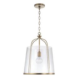 100W 1-Light Medium E-26 Incandescent Pendant in Aged Brass