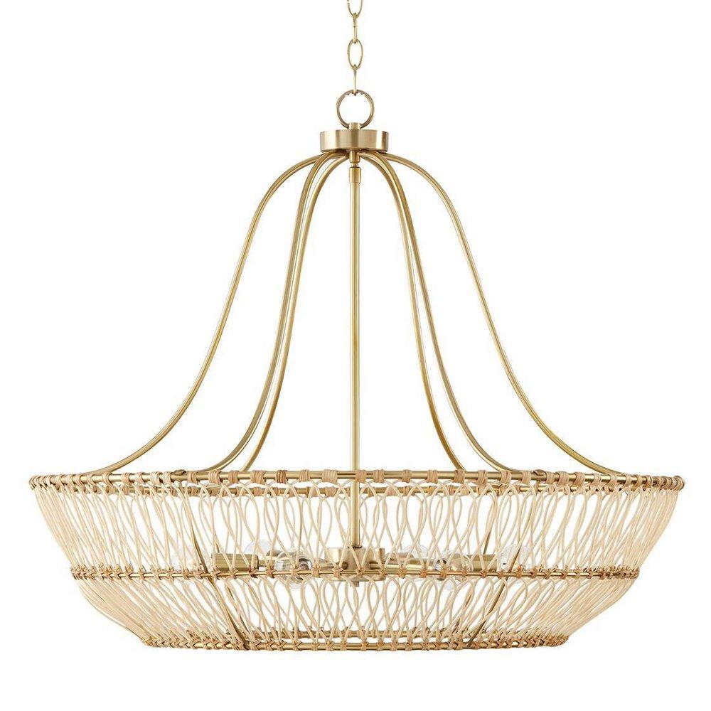 Capital Lighting Matte Brass 27-1/4 x 32 in. 60W 1-Tier 6-Light Incandescent Transitional Chandelier 