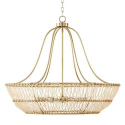 27-1/4 x 32 in. 60W 1-Tier 6-Light Incandescent Transitional Chandelier in Matte Brass
