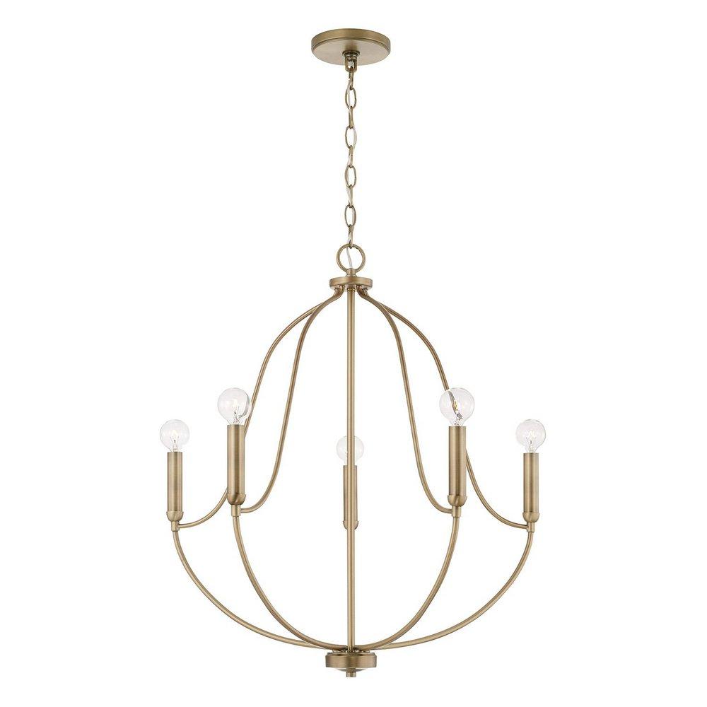 HomePlace by Capital Lighting Aged Brass 26-3/4 x 25 in. 60W 1-Tier 5-Light Incandescent Transitional Chandelier 