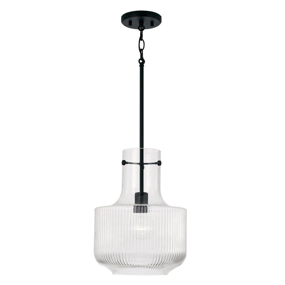 Capital Lighting Matte Black 100W 1-Light Medium E-26 Incandescent Pendant 