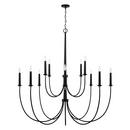 Capital Lighting Matte Black/Brass 52-3/4 x 54 in. 60W 1-Tier 12-Light Incandescent Transitional Chandelier 