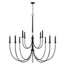 52-3/4 x 54 in. 60W 1-Tier 12-Light Incandescent Transitional Chandelier in Matte Black with Brass