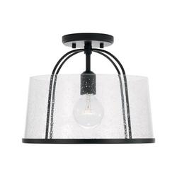 100W 1-Light Medium E-26 Incandescent Semi-Flush Mount Ceiling Fixture in Matte Black
