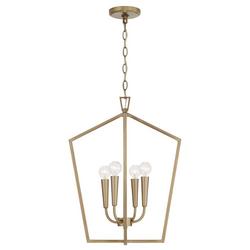 60W 4-Light Candelabra Foyer Lighting in Aged Brass