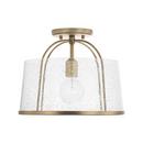 100W 1-Light Medium E-26 Incandescent Semi-Flush Mount Ceiling Fixture in Aged Brass