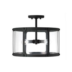 180W 3-Light Candelabra E-12 Incandescent Semi-Flush Mount Ceiling Fixture in Black Iron