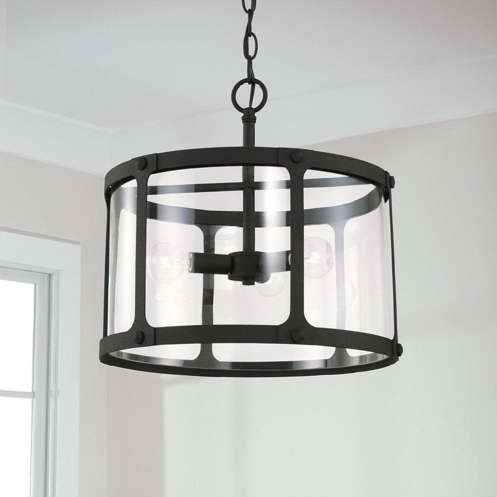 Capital Lighting Black Iron 180W 3-Light Candelabra E-12 Incandescent Semi-Flush Mount Ceiling Fixture 