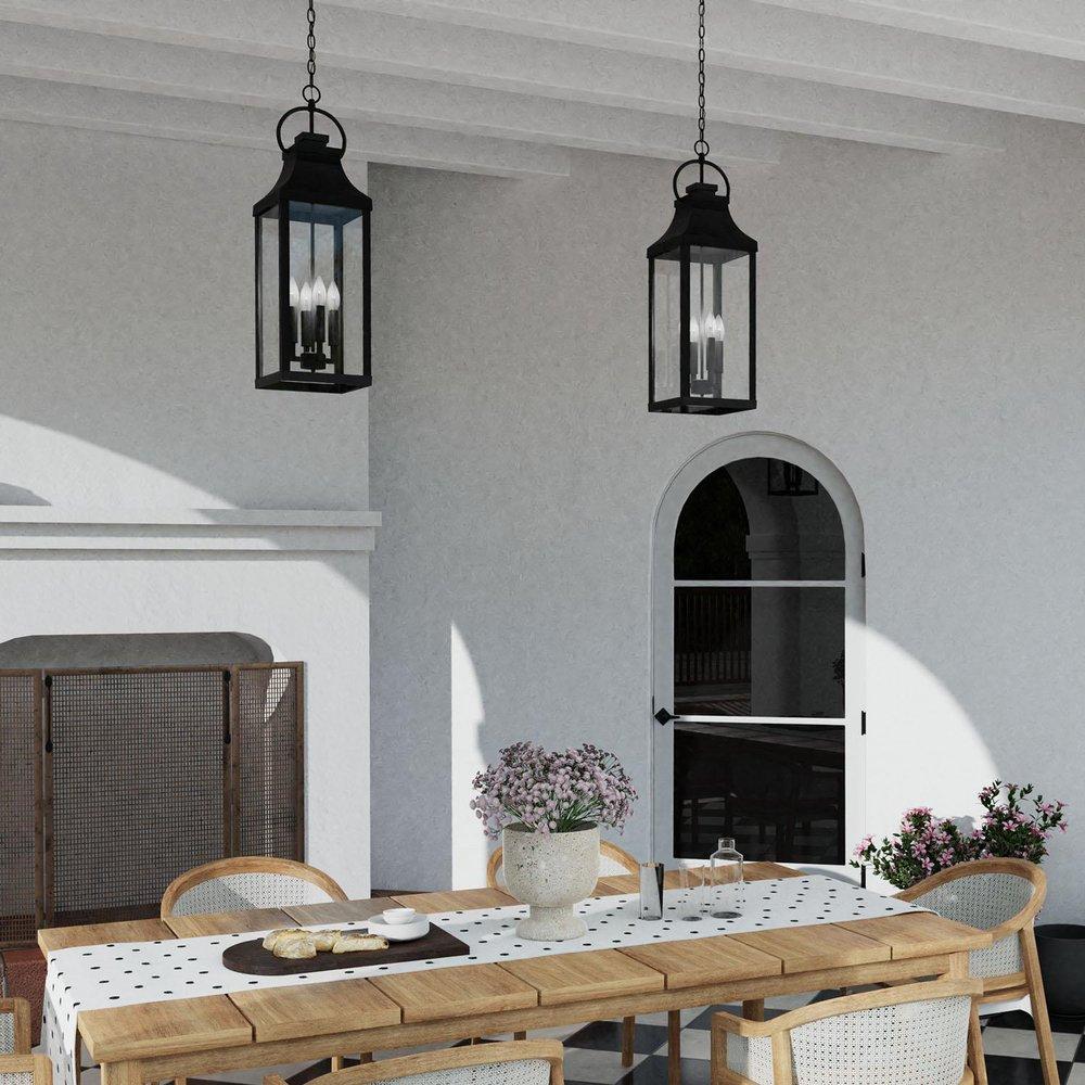 Capital Lighting Black 60W 4-Light Candelabra E-12 Incandescent Outdoor Pendant 