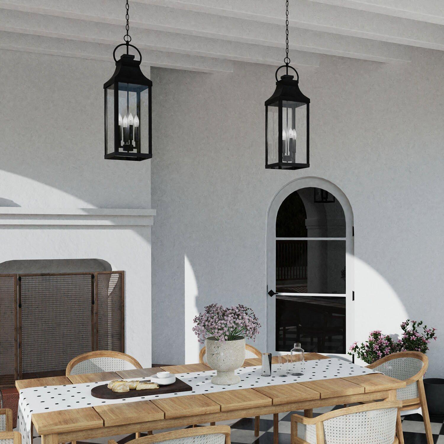 Capital Lighting Black 60W 4-Light Candelabra E-12 Incandescent Outdoor Pendant 