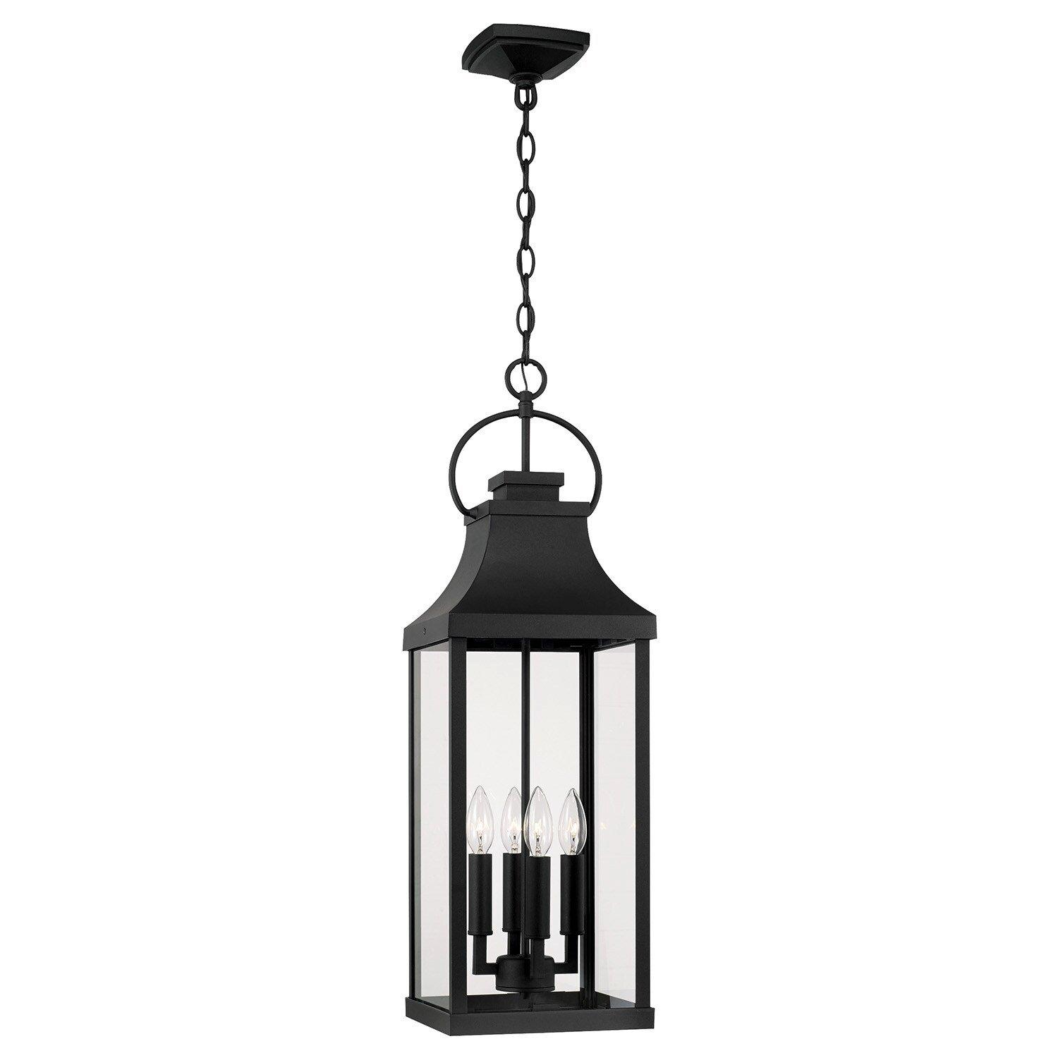 Capital Lighting Black 60W 4-Light Candelabra E-12 Incandescent Outdoor Pendant 