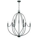 38 x 32-1/2 in. 60W 1-Tier 9-Light Incandescent Transitional Chandelier in Matte Black
