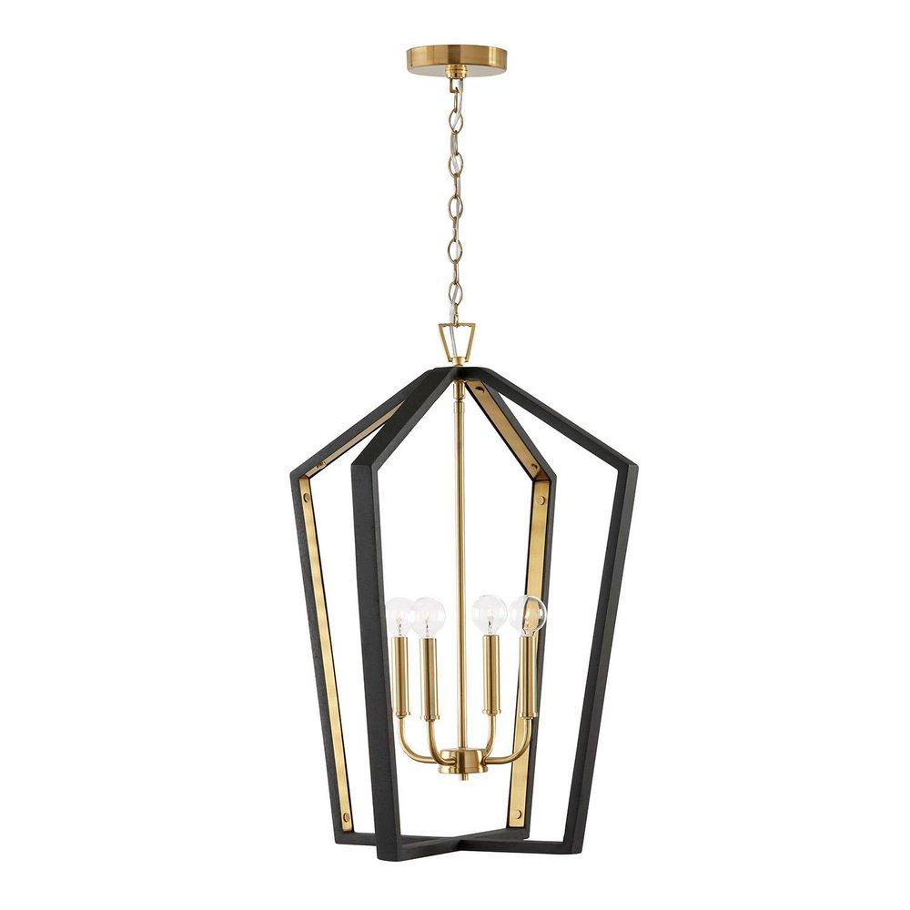Capital Lighting Flat Black/Matte Brass 60W 4-Light Candelabra E-12 Incandescent Pendant 