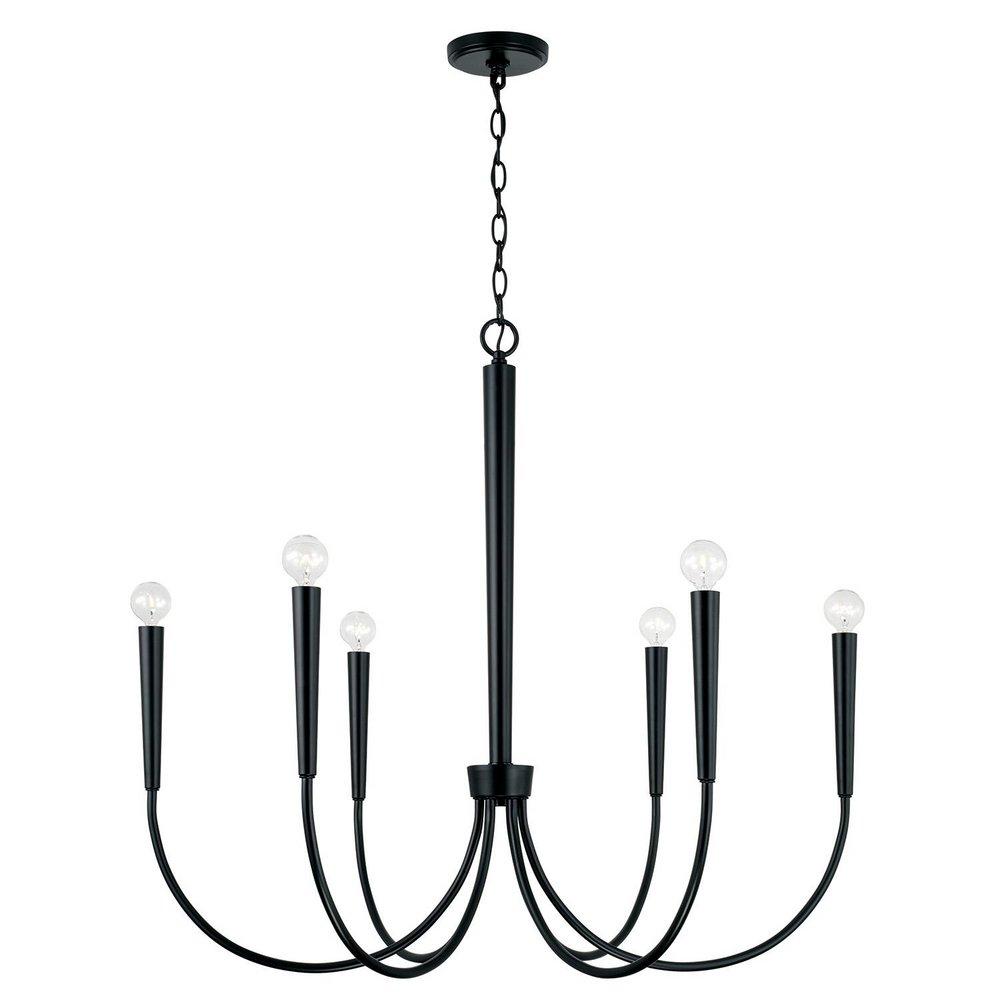 Capital Lighting Matte Black 30-3/4 x 33 in. 60W 1-Tier 6-Light Incandescent Modern Chandelier 