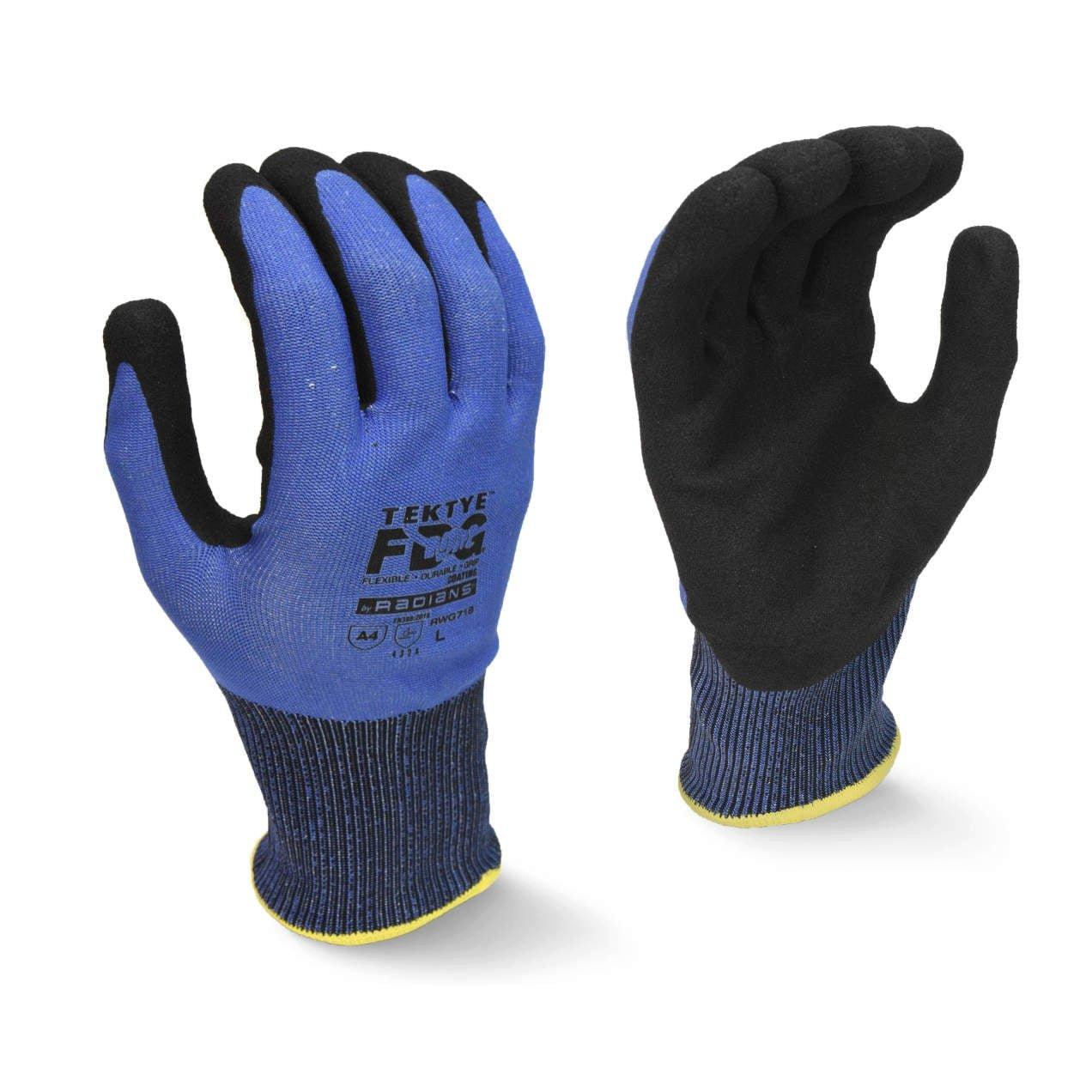 Radians Blue 18G Touchscreen Cut Level A4 FDG Palm Coated Gloves 
