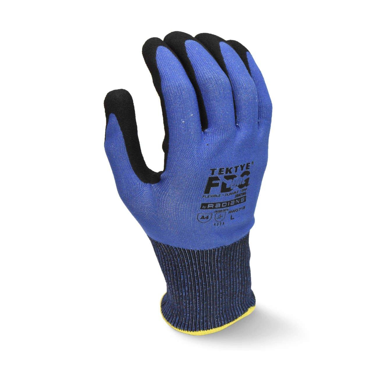 Radians Blue 18G Touchscreen Cut Level A4 FDG Palm Coated Gloves 