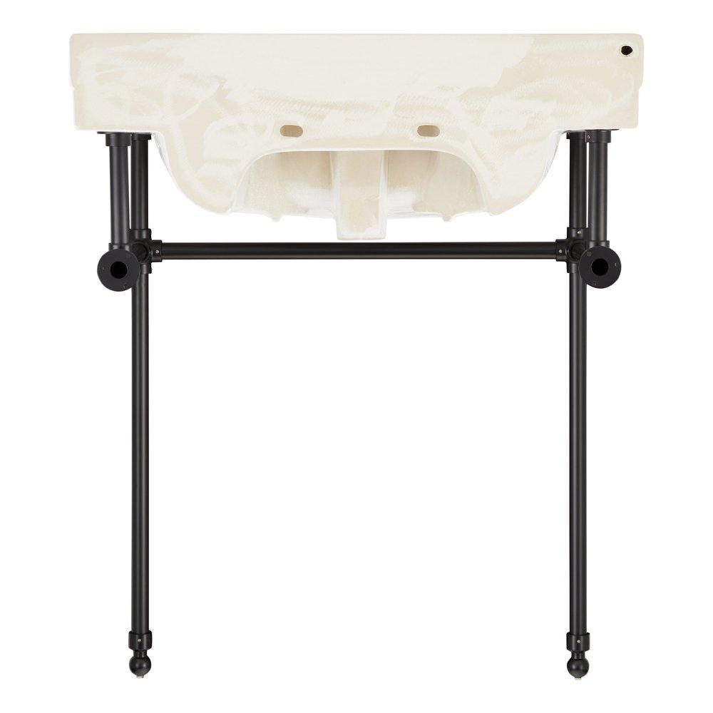 30 x 22 in. Console Bathroom Sink with Brass Stand in Matte Black 