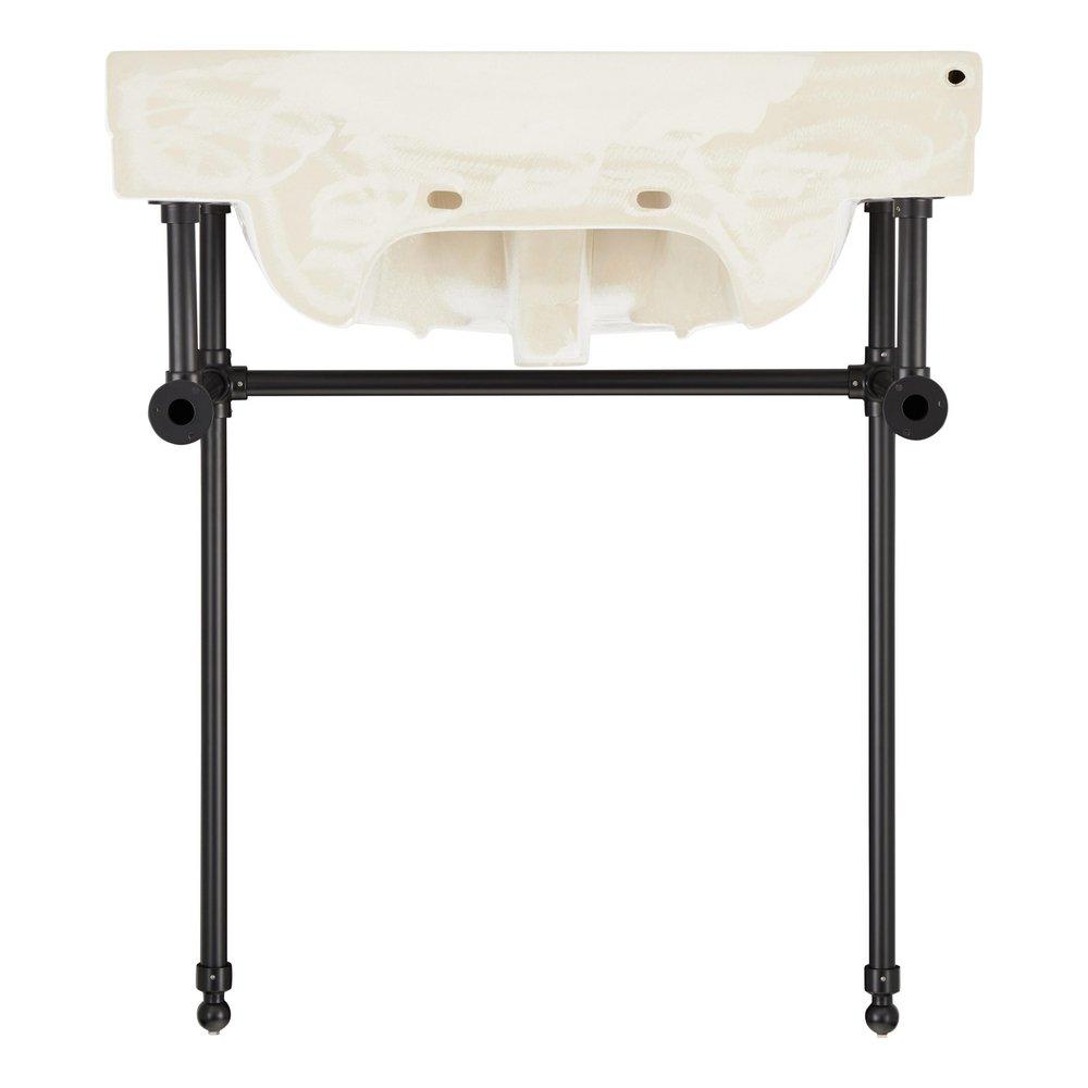 30 x 22 in. Console Bathroom Sink with Brass Stand in Matte Black 