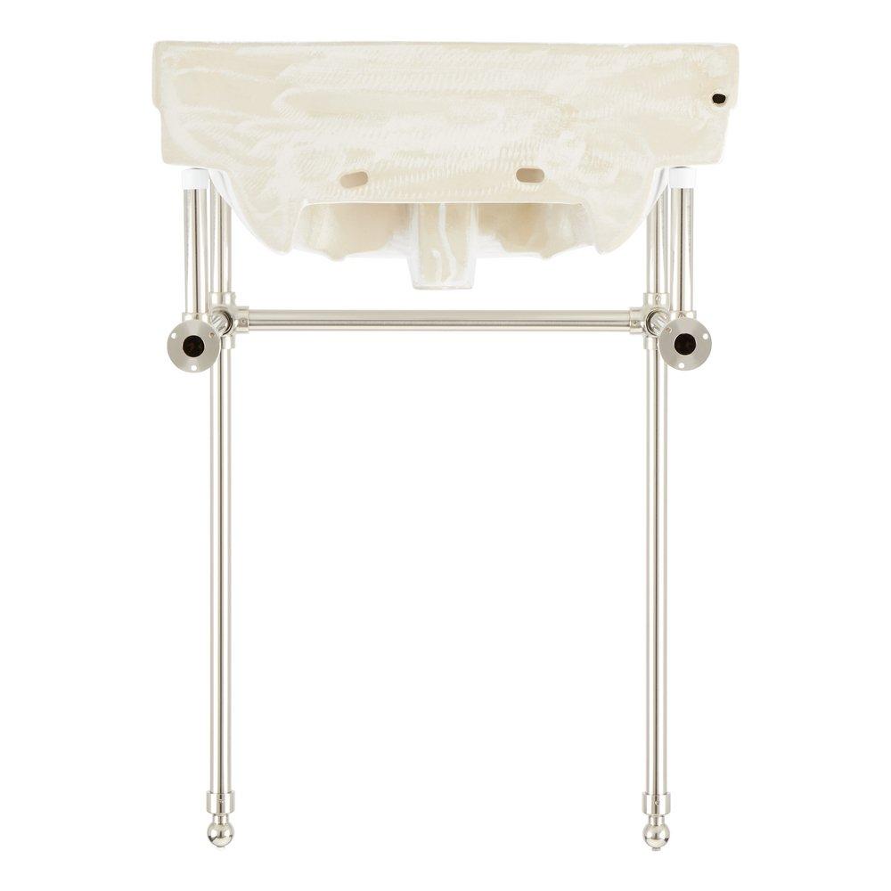 24 x 19 in. Console Bathroom Sink with Brass Stand in Brushed Nickel 