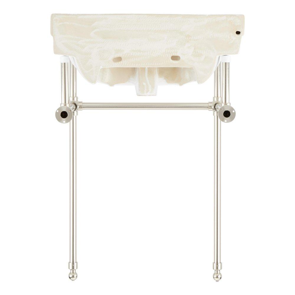 24 x 19 in. Console Bathroom Sink with Brass Stand in Brushed Nickel 