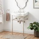 24 x 19 in. Console Bathroom Sink with Brass Stand in Brushed Nickel 