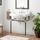 30 CONSOLE SINK WITH BRASS STAND BLACK AND CHROME 