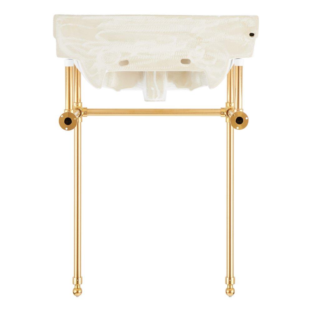 24 x 19 in. Console Bathroom Sink with Brass Stand in Brushed Gold 