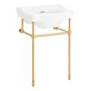 24 x 19 in. Console Bathroom Sink with Brass Stand in Brushed Gold 