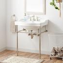 30 x 22 in. Console Bathroom Sink with Brass Stand in Polished Nickel