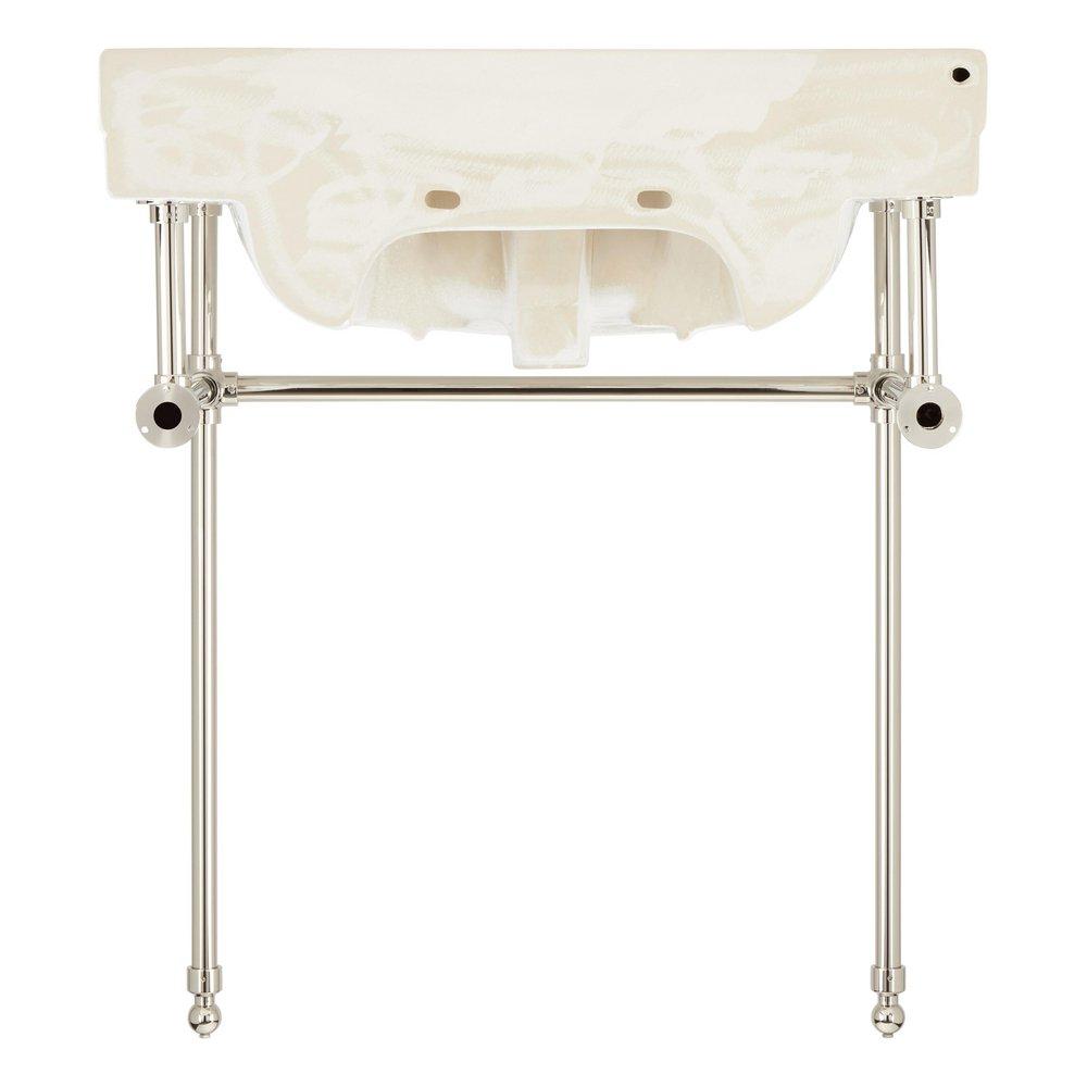 30 x 22 in. Console Bathroom Sink with Brass Stand in Polished Nickel 