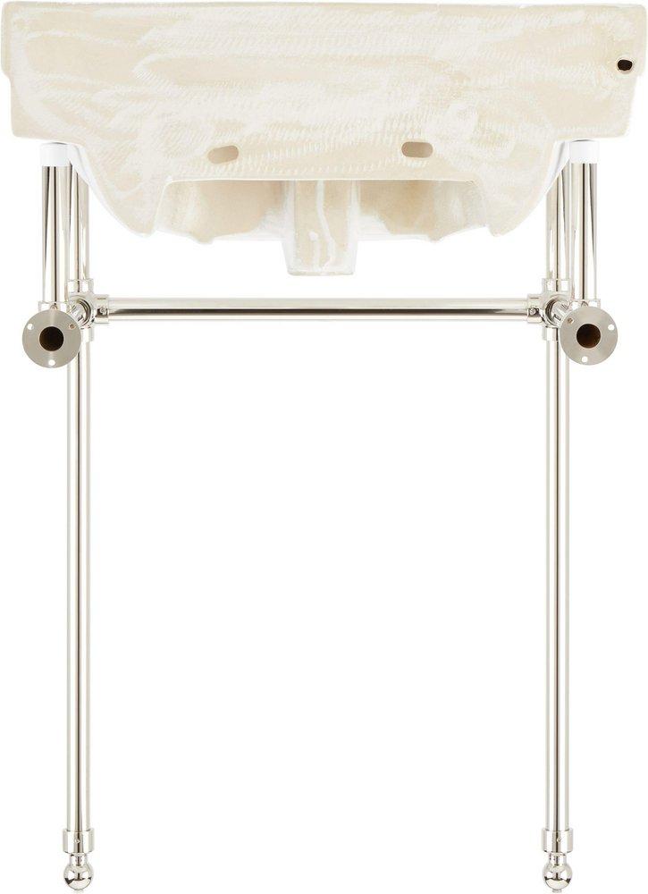 24 x 19 in. Console Bathroom Sink with Brass Stand in Matte Black 